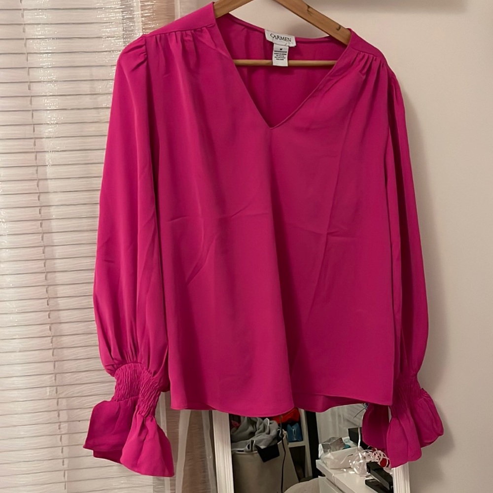 Hot pink long sleeve dress shirt